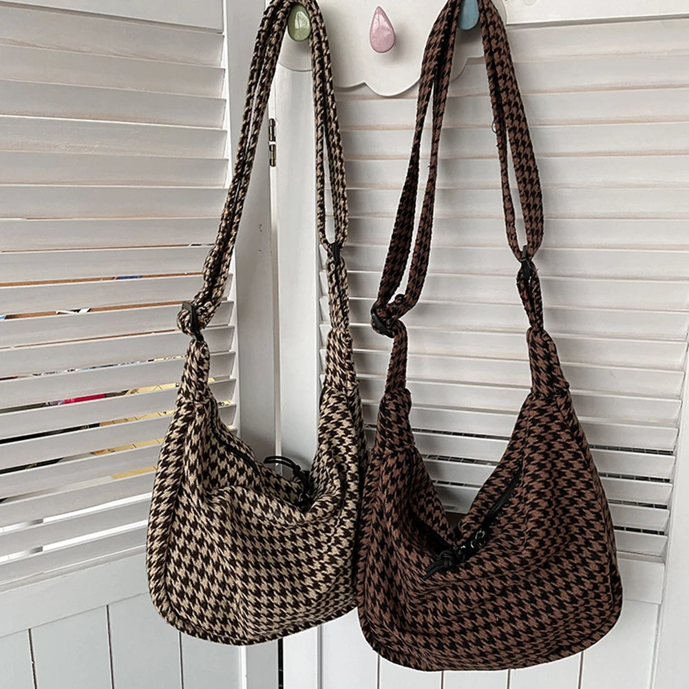 Winter Houndstooth Casual Retro Plaid Crossbody Bags