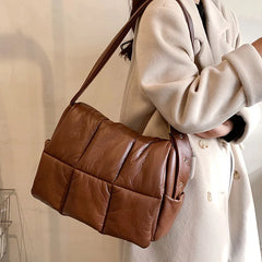 Women's Padded Winter Shoulder Bag Large Capacity Tote Crossbody Handbag
