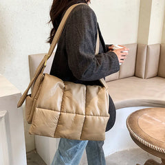 Women's Padded Winter Shoulder Bag Large Capacity Tote Crossbody Handbag