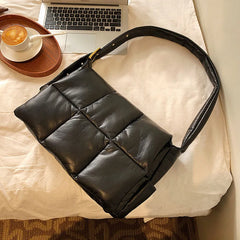 Women's Padded Winter Shoulder Bag Large Capacity Tote Crossbody Handbag