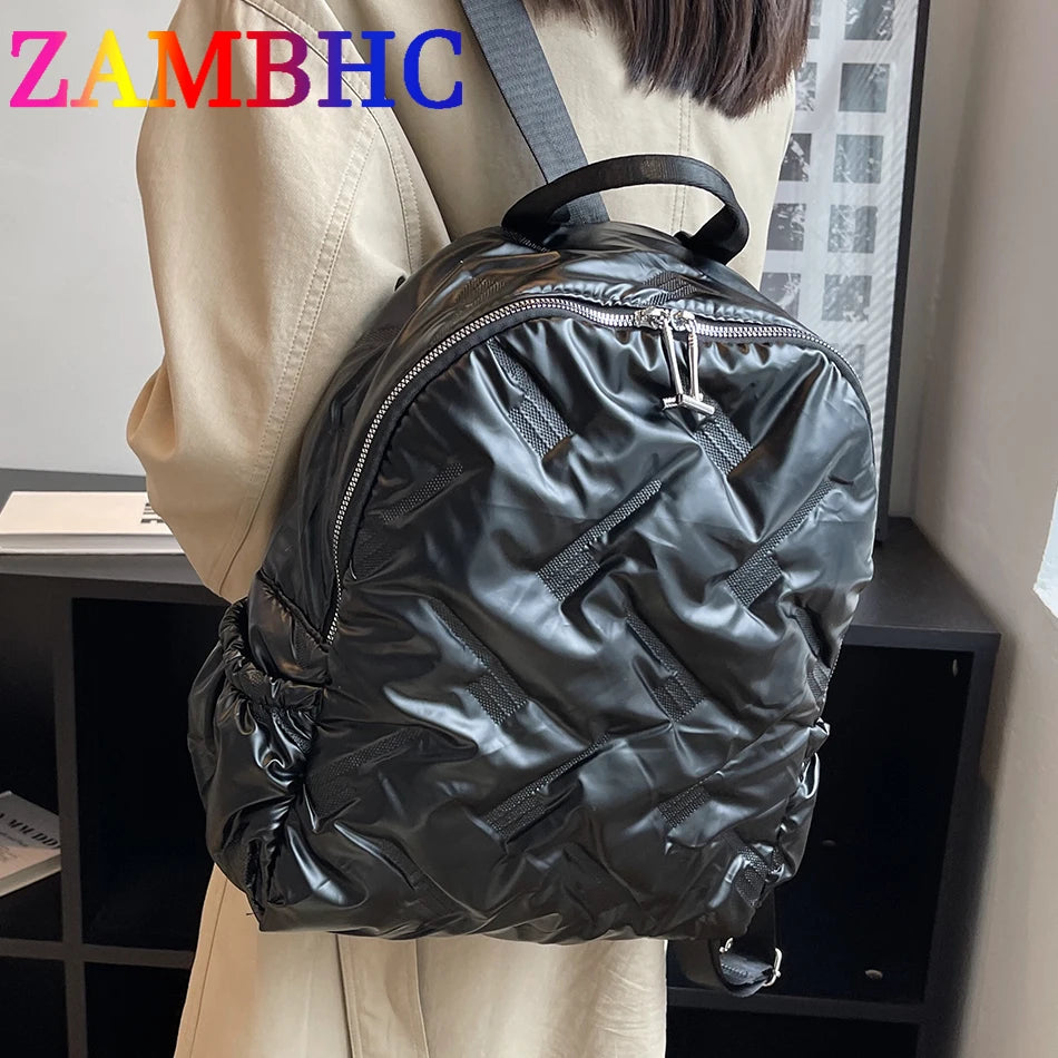 Winter Travel Women's Waterproof Down Fabric Backpacks