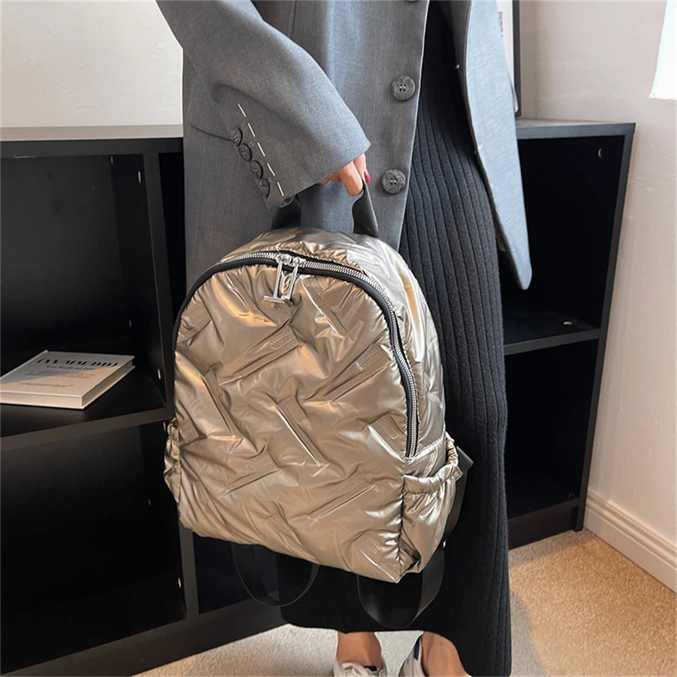 Winter Travel Women's Waterproof Down Fabric Backpacks