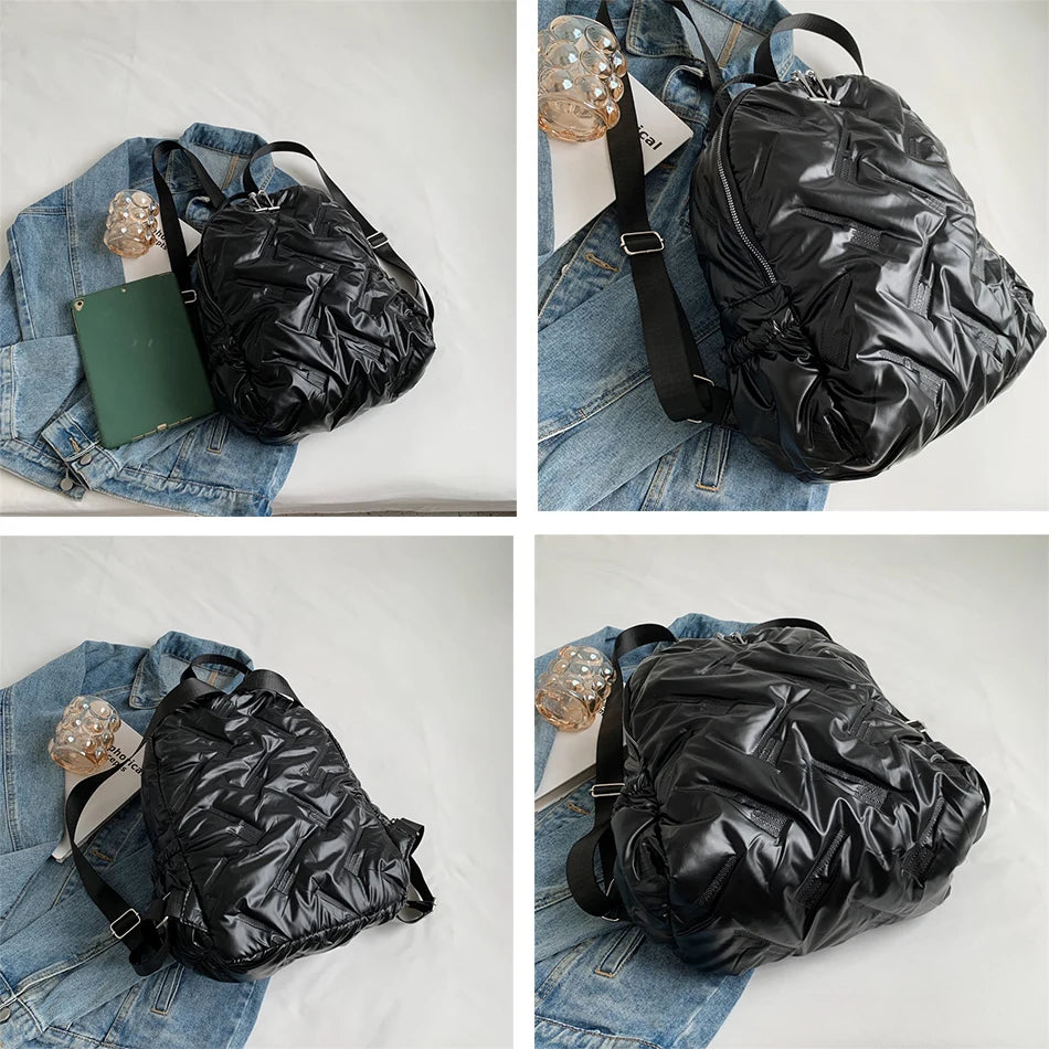 Winter Travel Women's Waterproof Down Fabric Backpacks