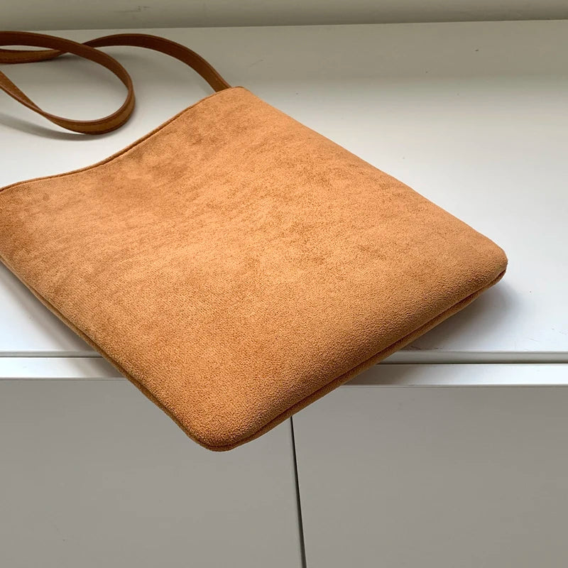 Winter Vintage Casual Women's Bag Soft Faux Suede Ladies Crossbody Phone Bag