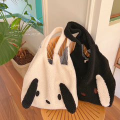 Winter Plush Bag Women Dog Ears Shoulder Bag Large-capacity Handbag