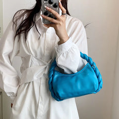 Weave Handle Leather Clutch Purse Small Shoulder Bag for Woman