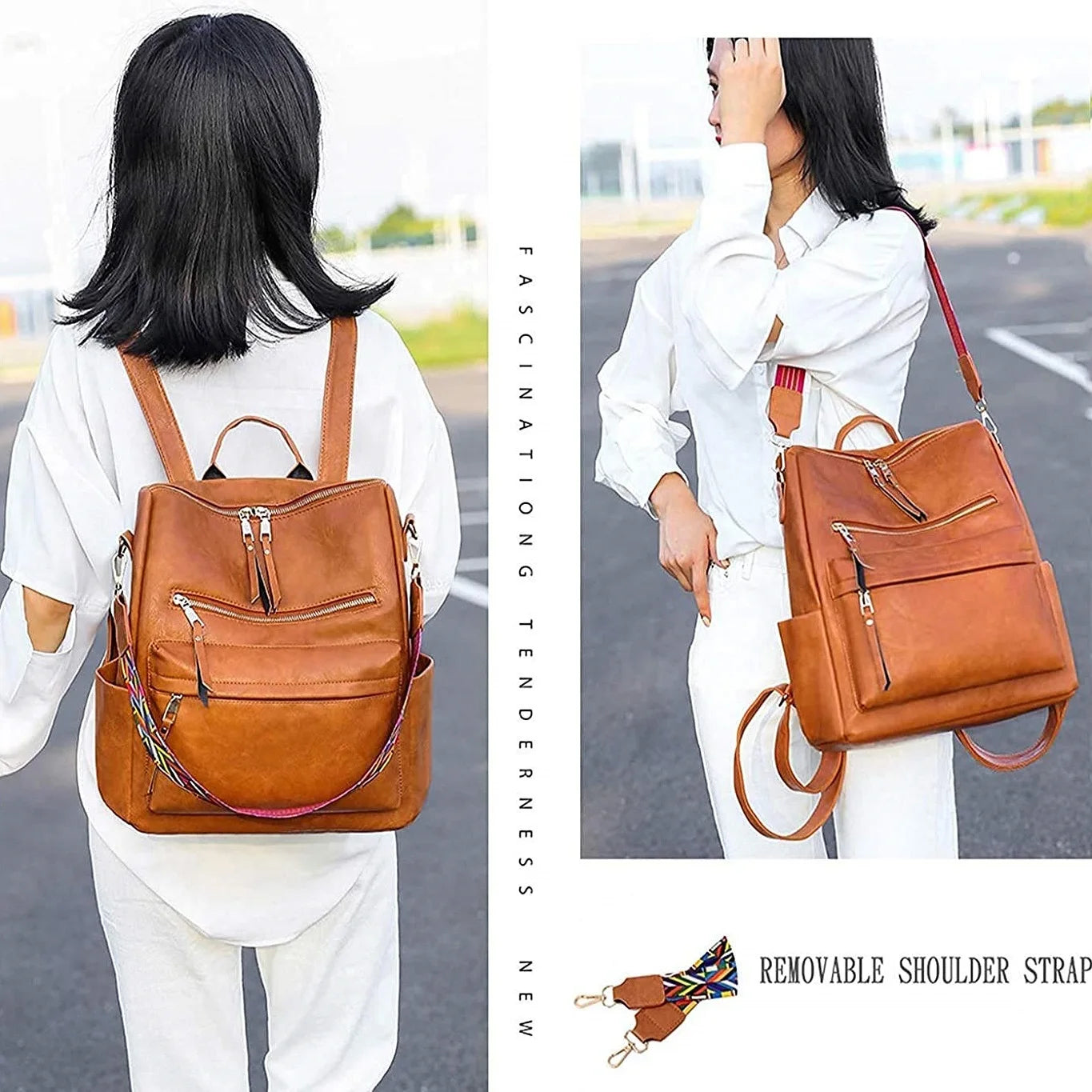 Women Backpack Travel Bag Casual Ladies Satchel Pu Leather Shoulder Bags
