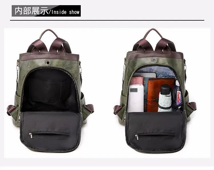 Women Backpack High Leather Large Capacity Schoolbag Travel Bag