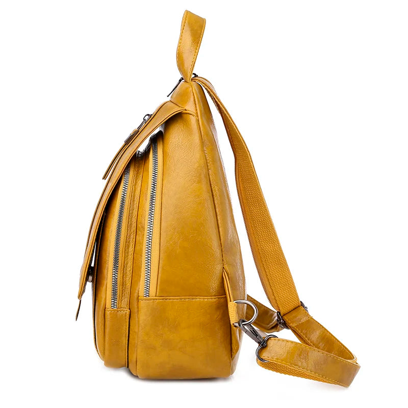 Women Leather Backpack Vintage Shoulder Bag for Girls School