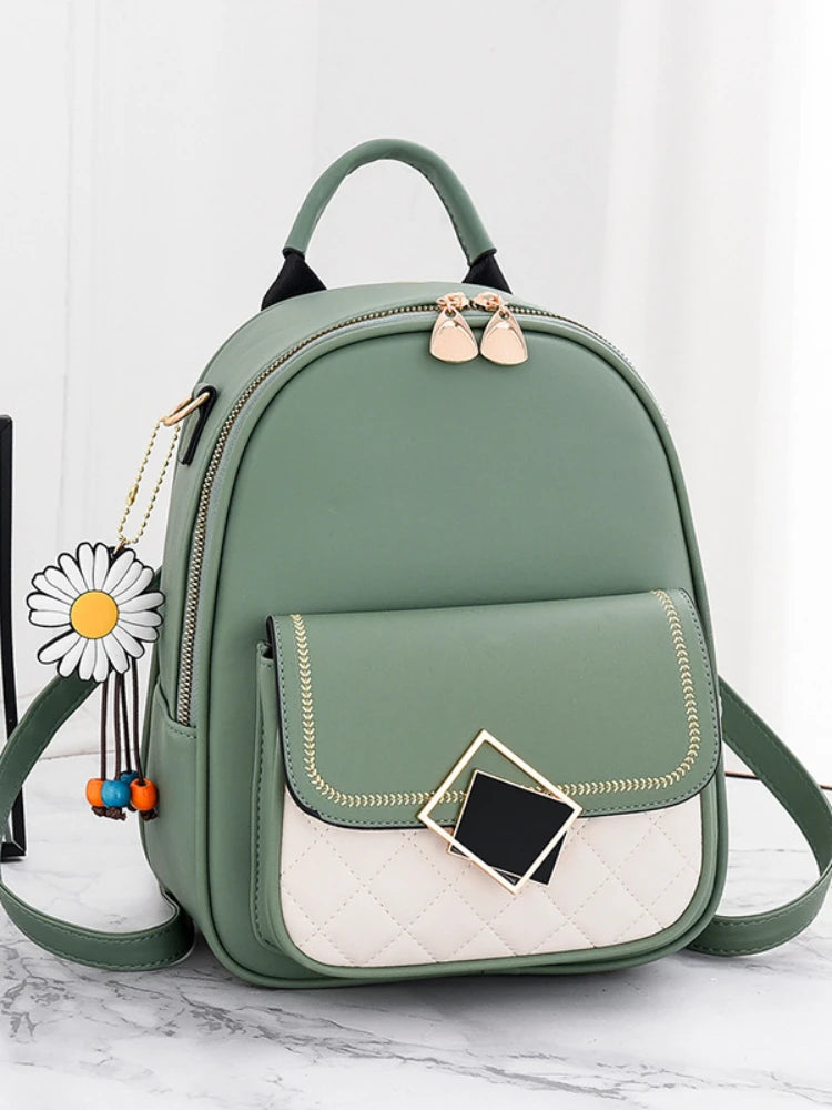 Waterproof Women Backpack PU Female Bag