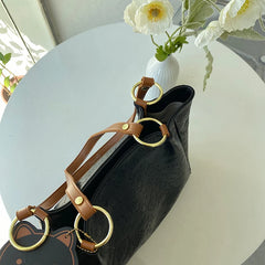 Women PU Leather Shoulder Bag Messenger Bag High Capacity Commute Tote Bag