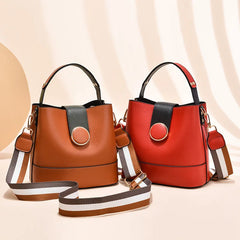 Colorful Strap Bucket Bag PU Shoulder Bags