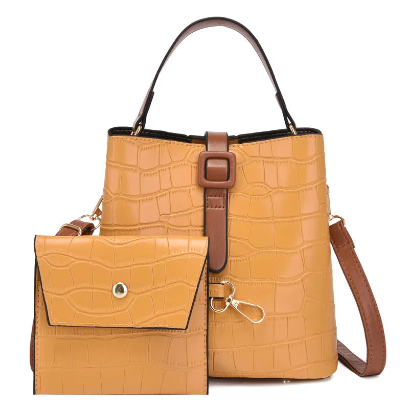 Women 2-Piece Set Small Handbag Shoulder Bag Solid Messenger Bag