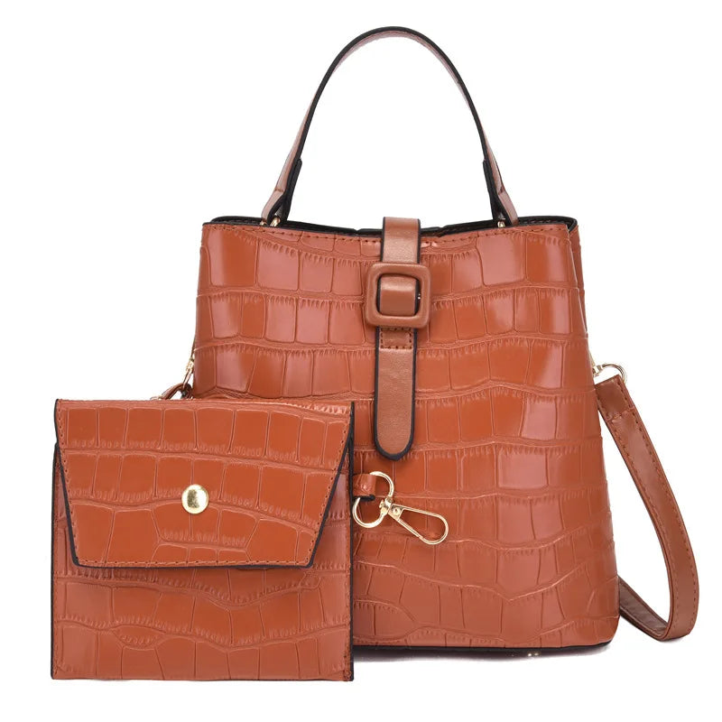 Women 2-Piece Set Small Handbag Shoulder Bag Solid Messenger Bag