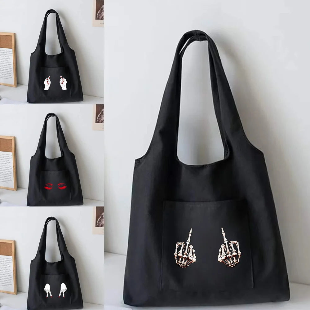 Canvas Vest Shoulder Bag Big Capacity Reusable Tote Bag