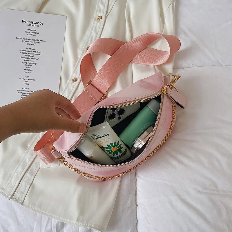 Women Chain Waist Bag PU Leather Fanny Pack