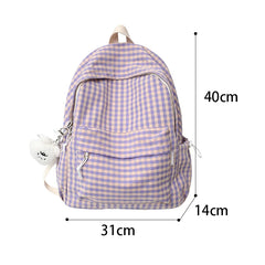 Women Plaid School Backpack Girls Travel Rucksack Ladies Large Capacity Bag