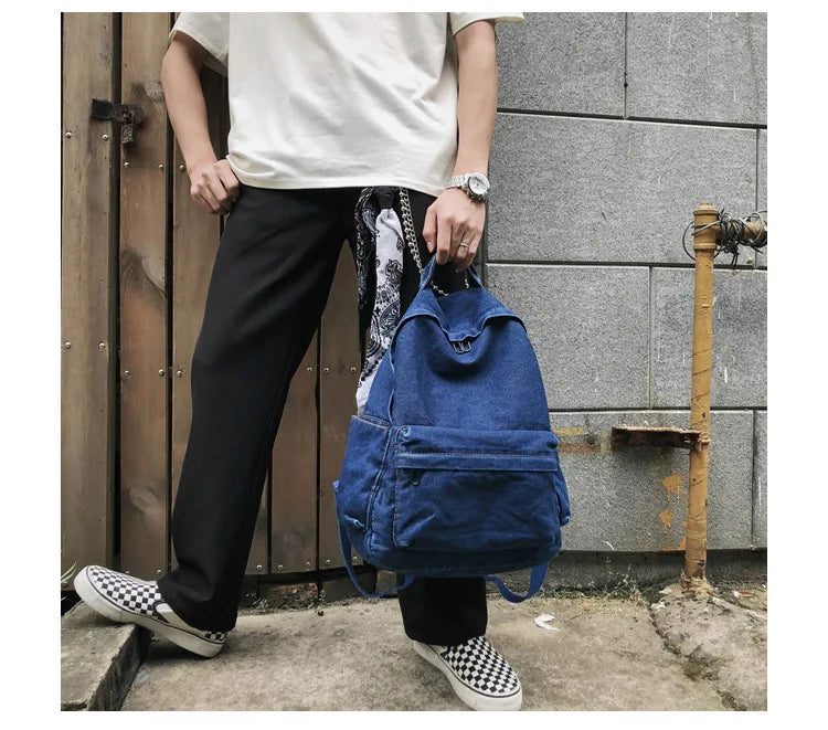 Women Denim Backpack Casual Travel Bags School Bags High School Students