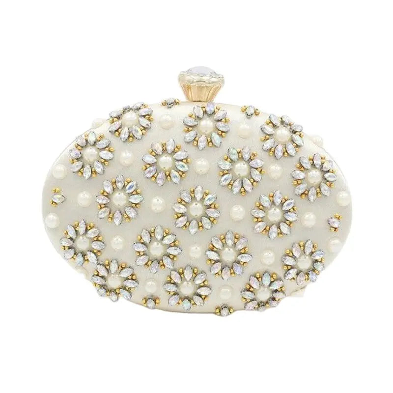 Women Diamond Flowers Clutch Bags Silk Single Side Mini Egg S