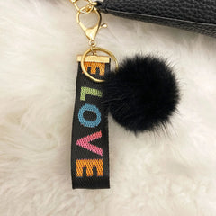 Women Tassel Wool Ball Lychee Pattern Crossbody Bag