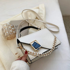 Retro Women's Shoulder Bag Chain Messenger Square PU Leather Bag