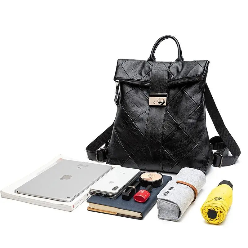 Vintage Diamond Backpack Large Capacity Travel Bag for Women