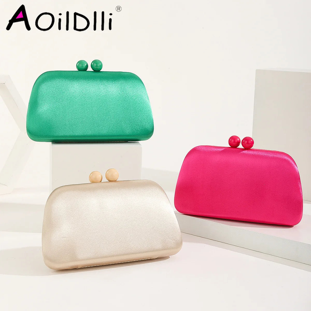 Leather Evening Bag Wedding Clutch Purse Hasp Wallets