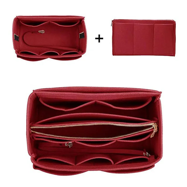 Felt Makeup Organizer Insert Bag for Handbag Travel Inner Purse Portable