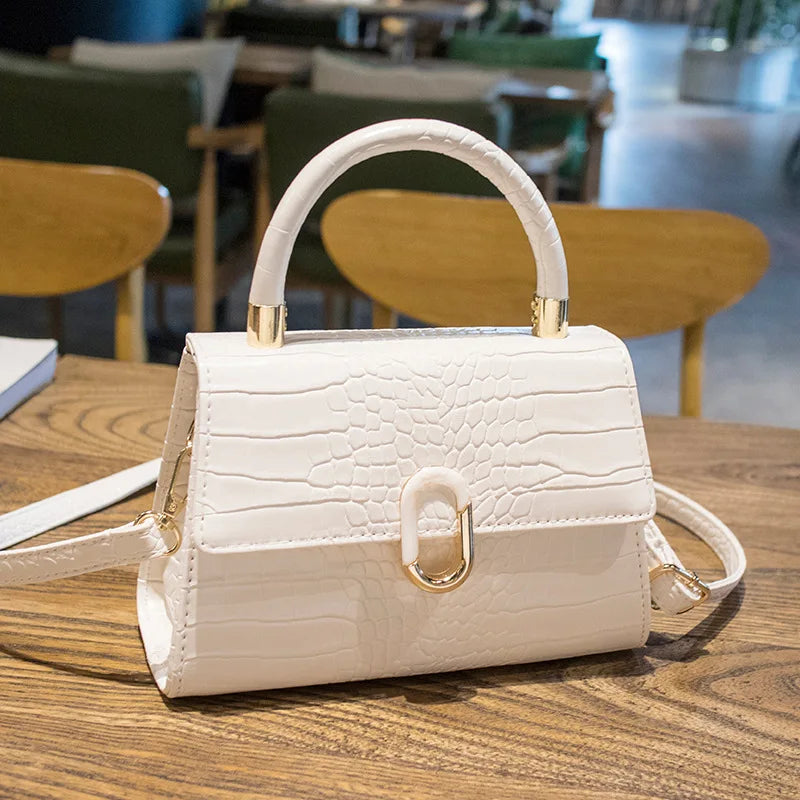 Women Messenger Bag Small Square Crocodile Pattern One Shoulder Bag