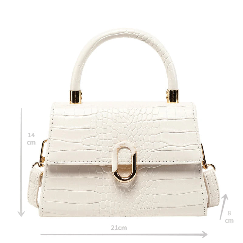 Women Messenger Bag Small Square Crocodile Pattern One Shoulder Bag