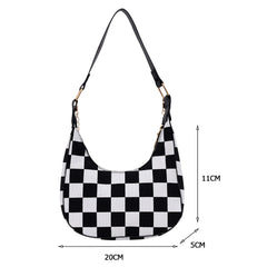 Women Pu Houndstooth Shoulder Bag Mini Casual Leather Zipper Chain