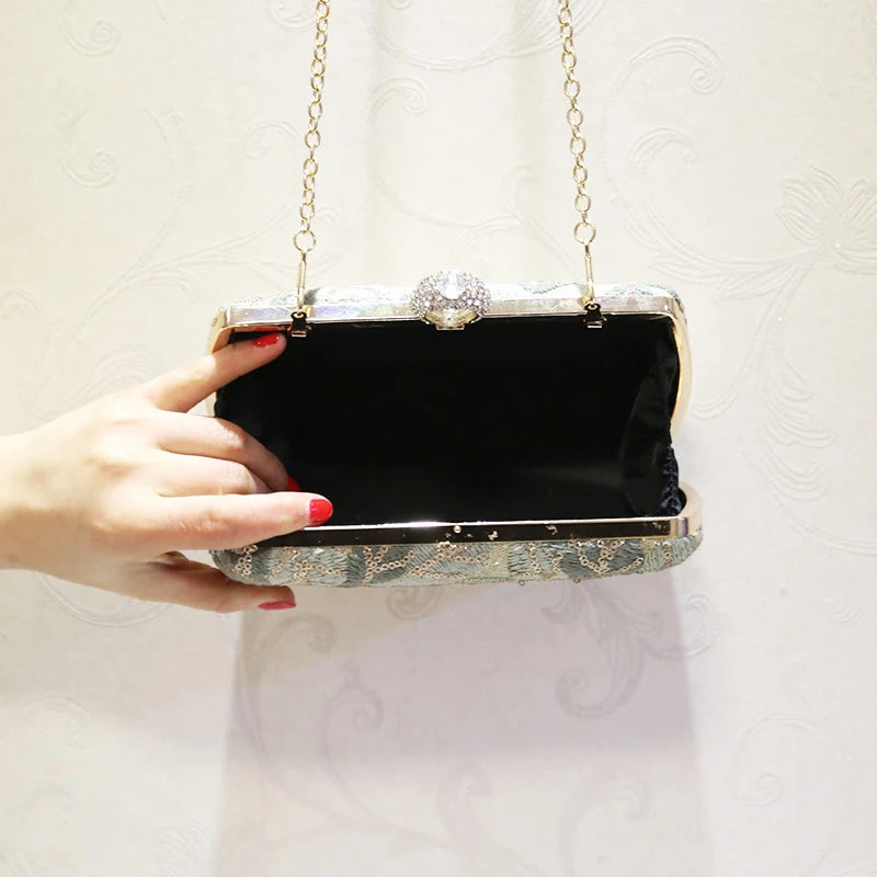 Women Sequins Evening Clutch Banquet Bags Diamond Ring Bags MN1342