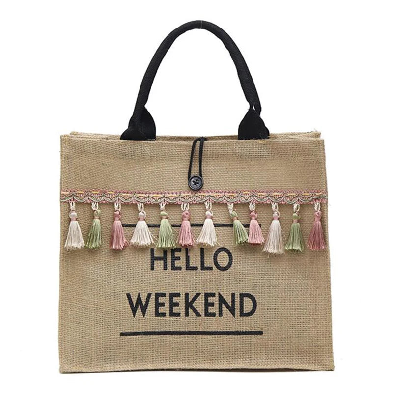 Large Capacity Tassel Shoulder Bag for Women Summer Beach