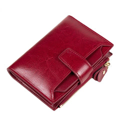 Retro Cowhide Women Wallet Short Zipper Coin Purse
