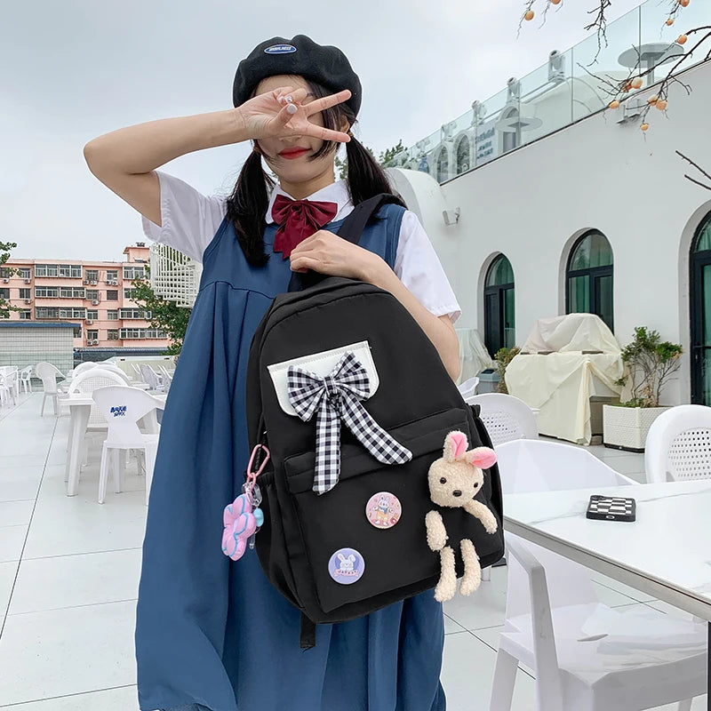 Women's Nylon School Bag Casual Travel Rucksack Canvas Mochila Sac