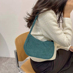Corduroy Solid Shoulder Underarm Bag for Women