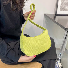 Corduroy Solid Shoulder Underarm Bag for Women