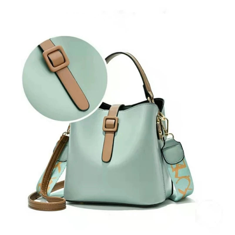 Women's Tassel Bucket Bag PU Leather Lightweight Shoulder Messenger Bag