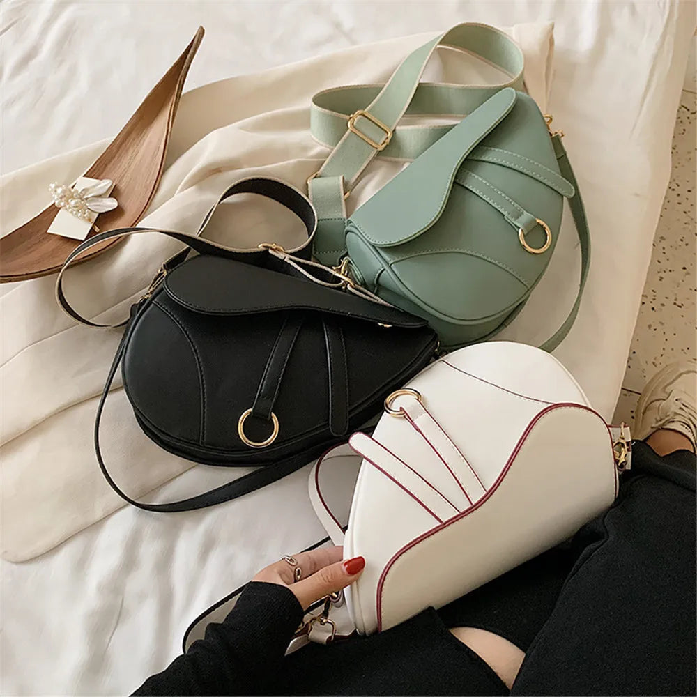 Women's Saddle Bag Pu Solid Diagonal Lady Handbags