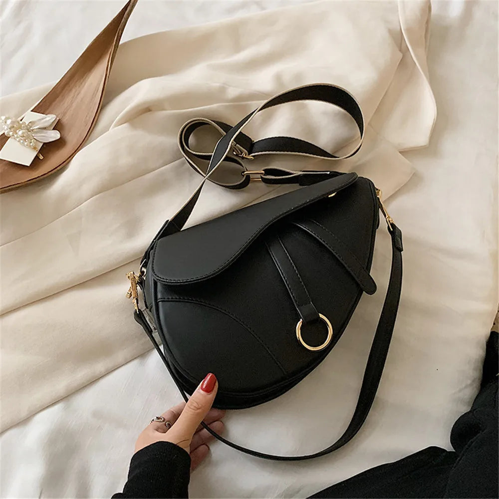 Women's Saddle Bag Pu Solid Diagonal Lady Handbags