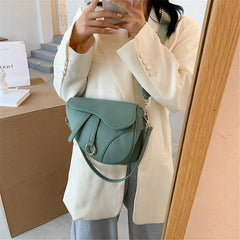 Women's Saddle Bag Pu Solid Diagonal Lady Handbags
