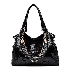 Women's PU Leather Shoulder Bag Sequined Patent Leather Bag
