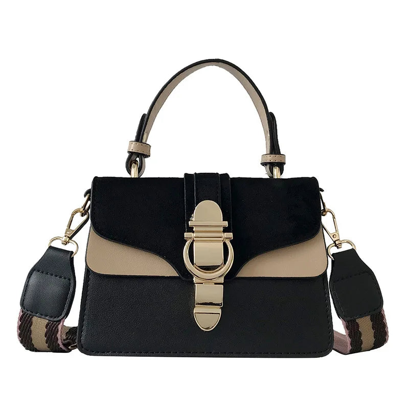 Frosted PU Leather Shoulder Bag Lock Hit Single Messenger Bag