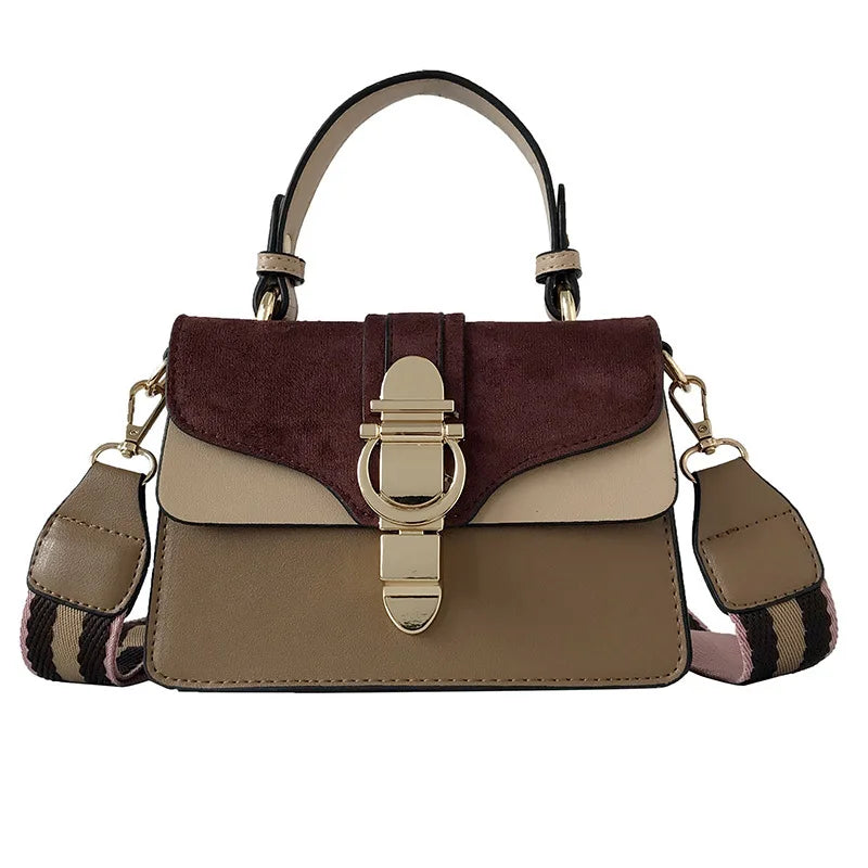 Frosted PU Leather Shoulder Bag Lock Hit Single Messenger Bag