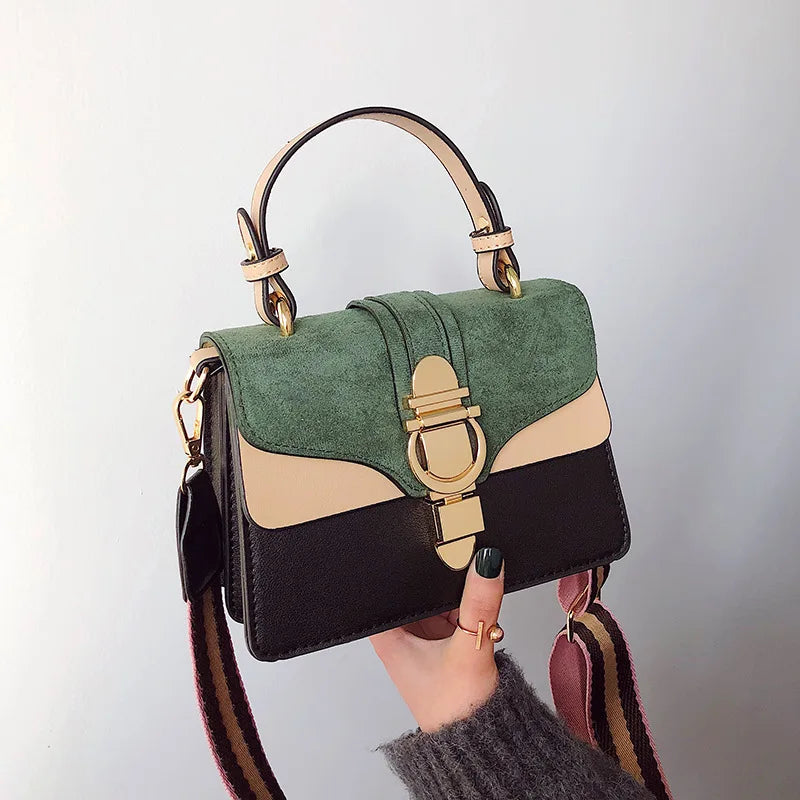 Frosted PU Leather Shoulder Bag Lock Hit Single Messenger Bag