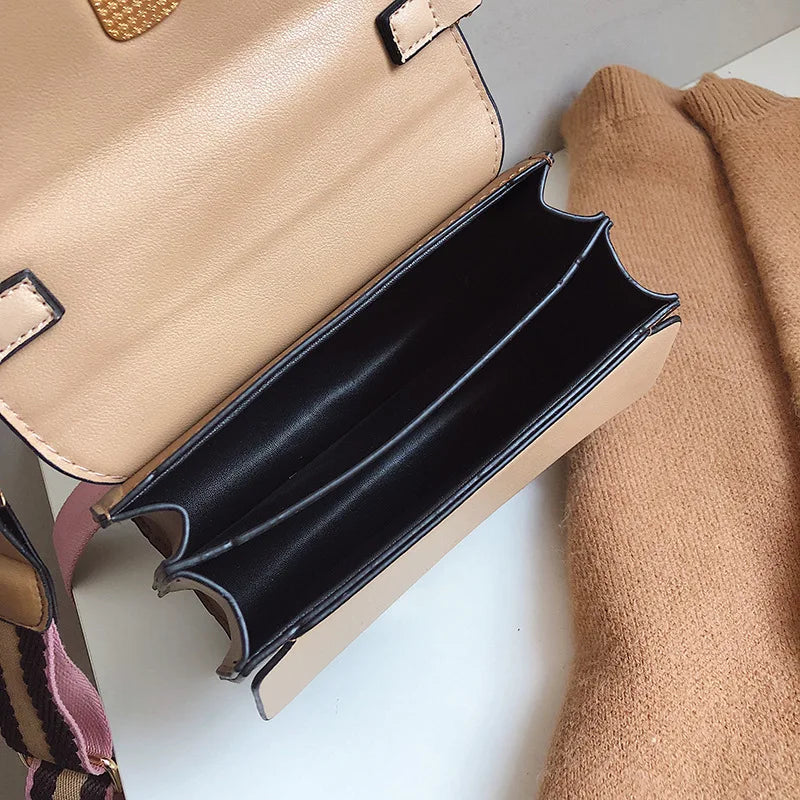 Frosted PU Leather Shoulder Bag Lock Hit Single Messenger Bag