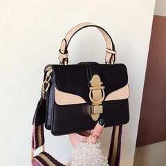 Frosted PU Leather Shoulder Bag Lock Hit Single Messenger Bag