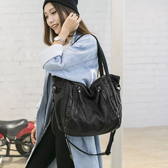 Women's Washed Leather Shoulder Bag Soft Leather Big Bag