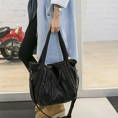 Women's Washed Leather Shoulder Bag Soft Leather Big Bag