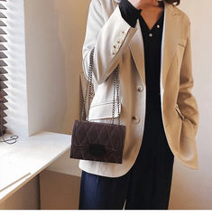 Women's Solid Chain Messenger Bag Shoulder Bag